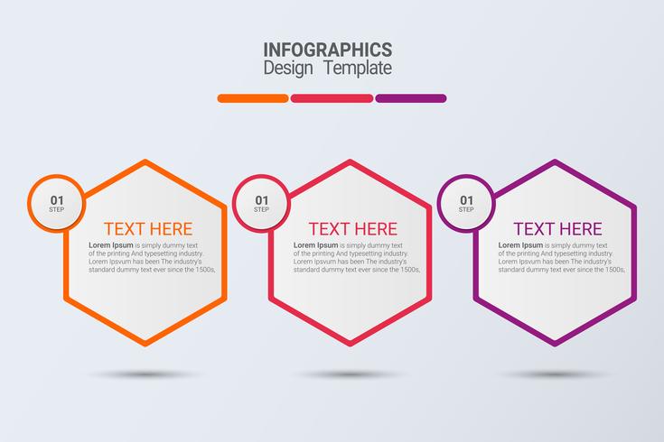 Infografía de tres pasos. Plantilla de negocio de vector