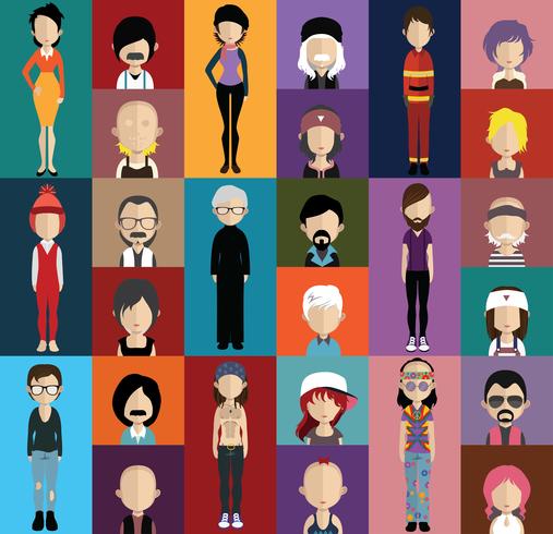 Avatar de personas con variaciones de cuerpo y torso. vector