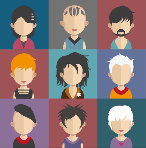 Set of people avatars with backgrounds vector