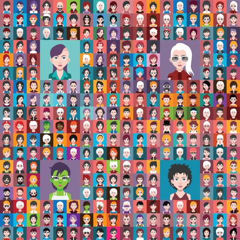 Set of people avatars with backgrounds vector