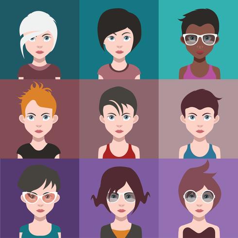 Set of people avatars with backgrounds vector