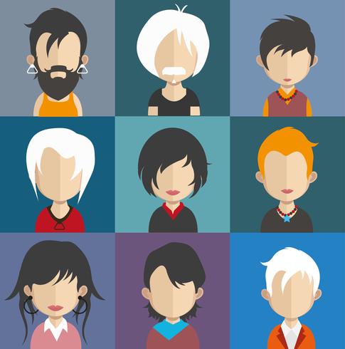 Set of people avatars with backgrounds vector