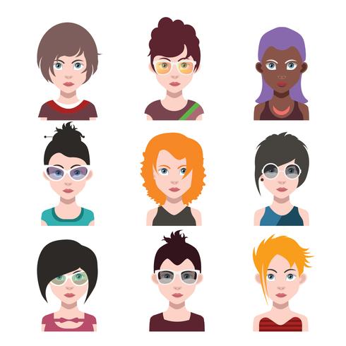 Set of people avatars with backgrounds vector