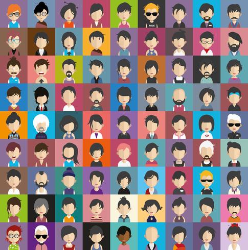 Set of colorful avatars of characters vector