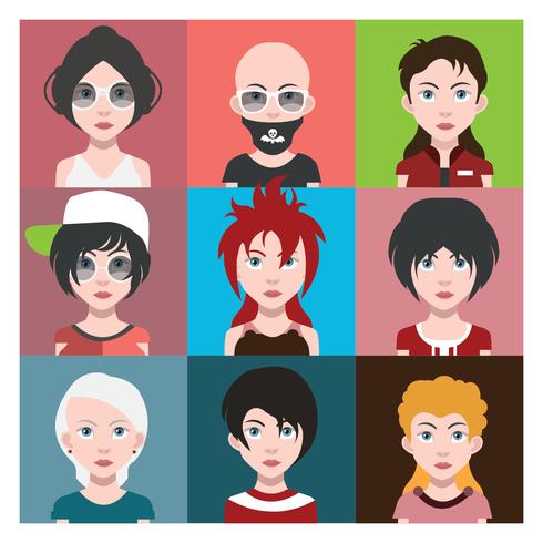 Set of people avatars with backgrounds vector