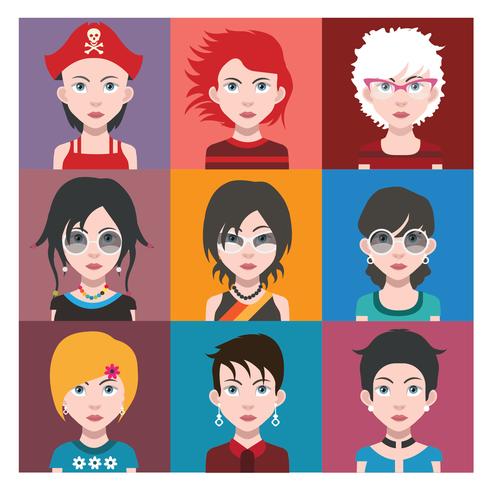 People avatars with colorful backgrounds vector