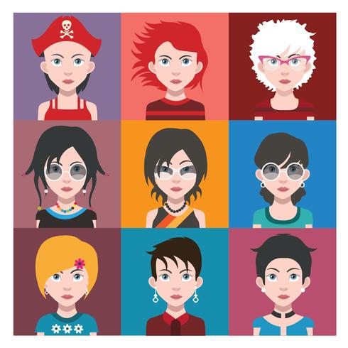 Avatares de personas con fondos coloridos. vector