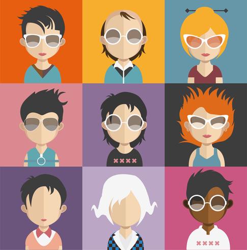 Set of people avatars with backgrounds vector