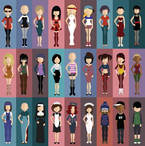 Set of people avatars with backgrounds vector