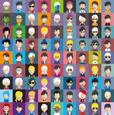 Set of people avatars with backgrounds vector