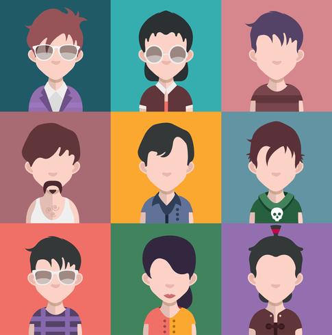 Set of people avatars with backgrounds vector