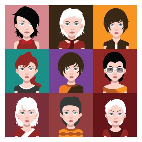 Conjunto de avatares de personas con fondos. vector