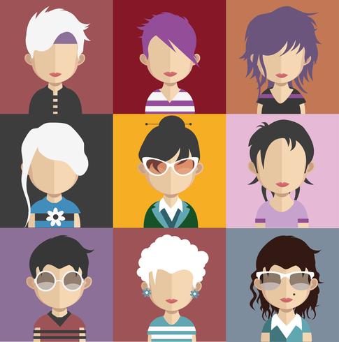 Set of people avatars with backgrounds vector