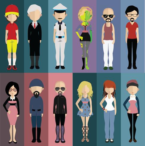 Set of people avatars with backgrounds vector