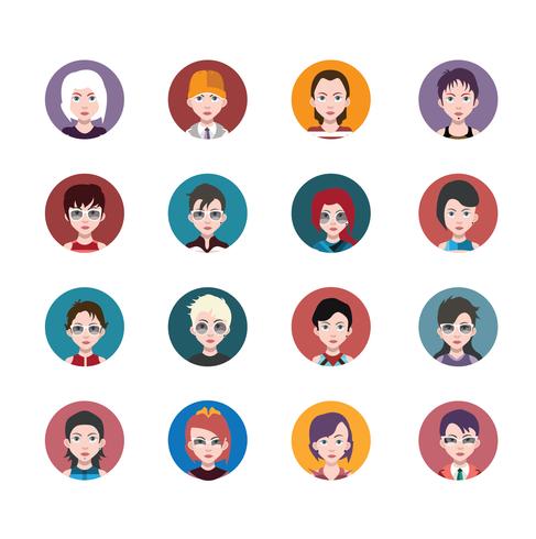 Set of people avatars with backgrounds vector