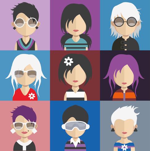 Conjunto de avatares de personas con fondos. vector