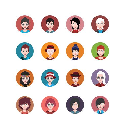 Conjunto de avatares de personas con fondos. vector