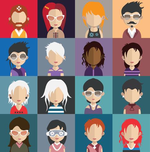 Set of people avatars with backgrounds vector