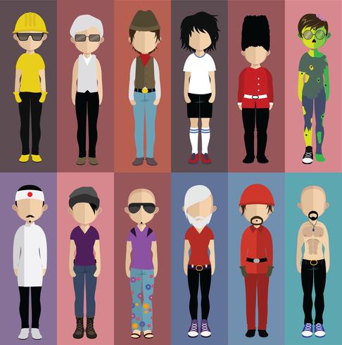 Set of people avatars with backgrounds vector