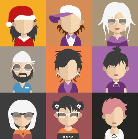 Conjunto de avatares de personas con fondos. vector