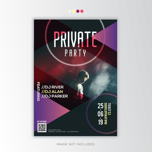 Private Party Design Tempate vector