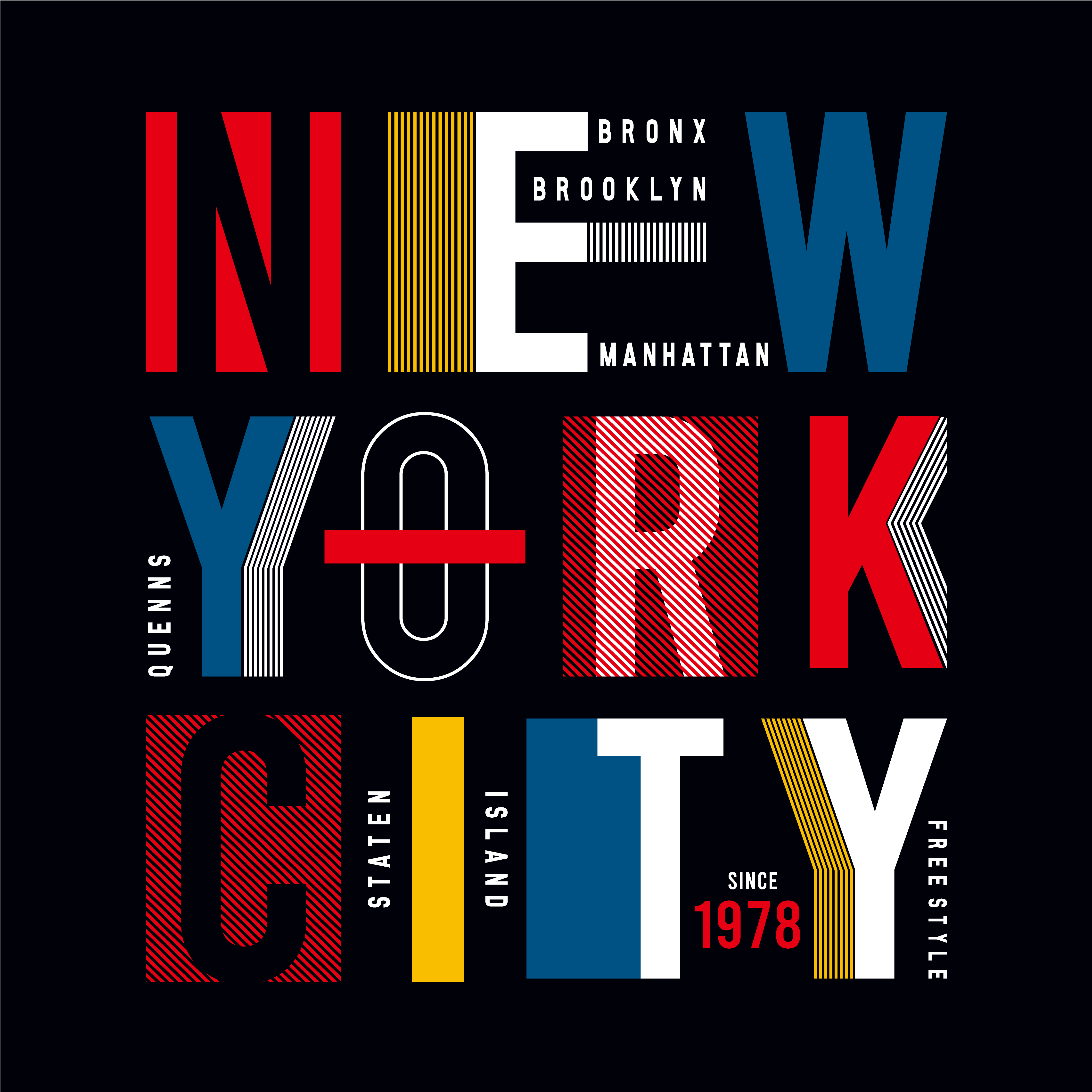 New York City modern typography for design clothes, athletic tshirt