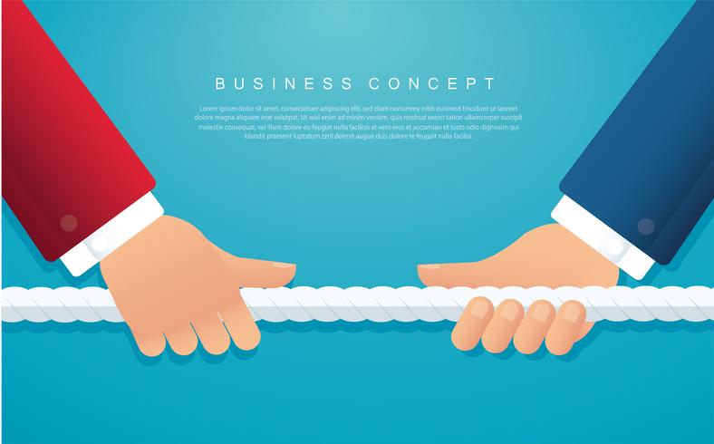 businessmen pull the rope business concept. tug of war background  vector