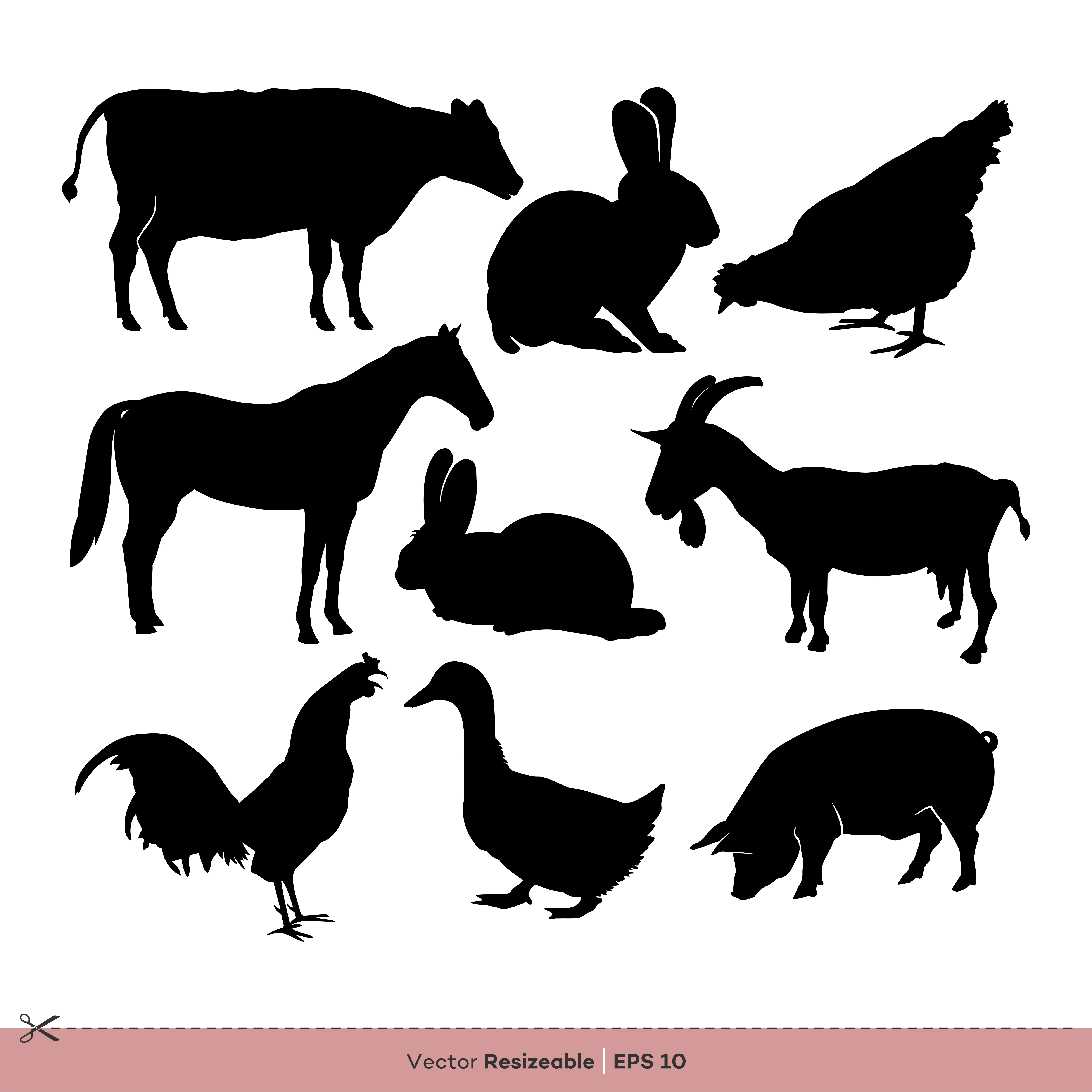 Download Animal Farm Silhouette Set Vector Logo Template ...
