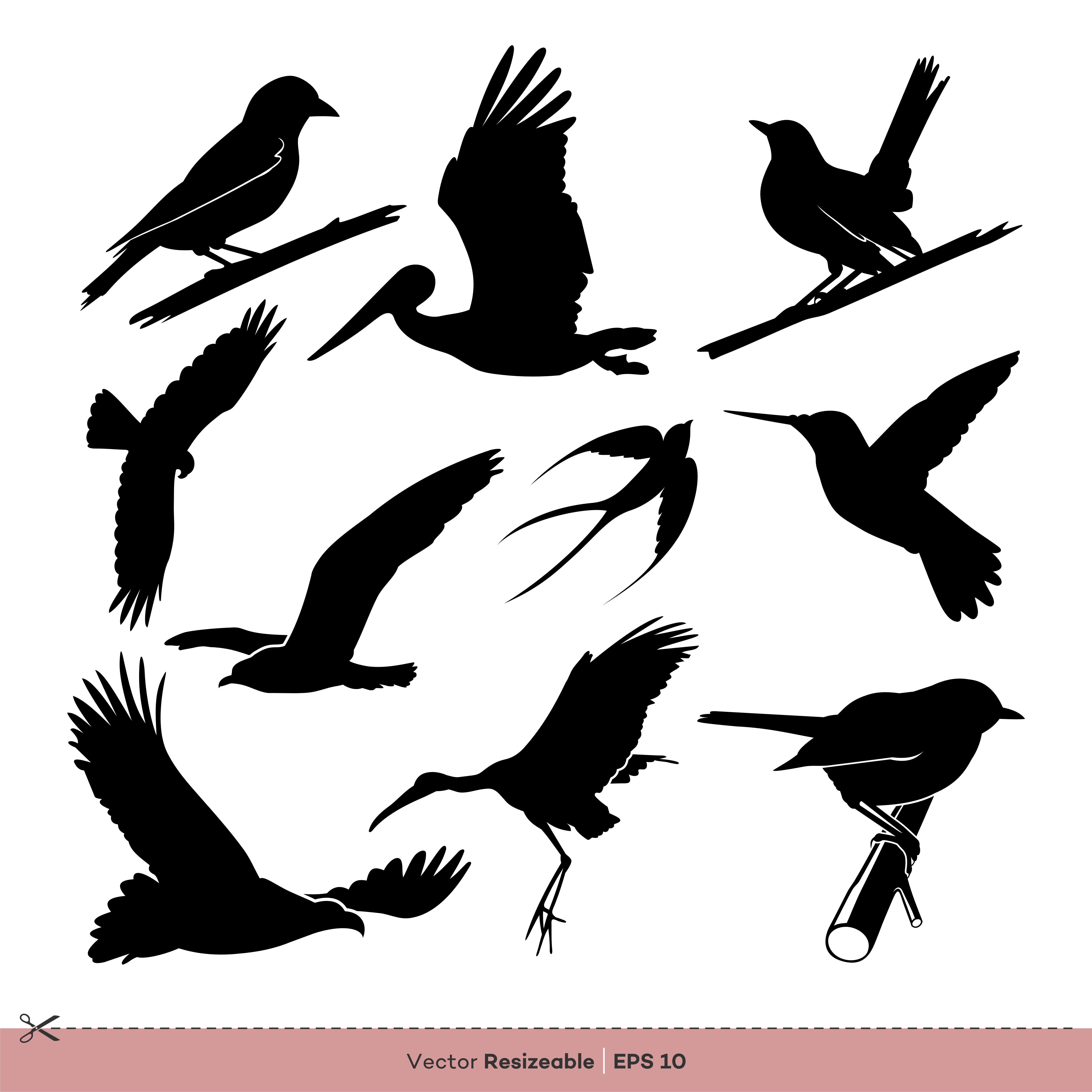 Download Bird Silhouette Set Vector Template Illustration Design ...