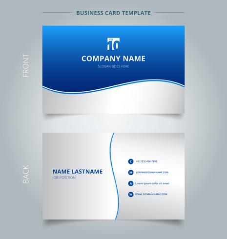 Creative business card and name card template, Stripe wave lines graphic blue and white gradient color background. vector