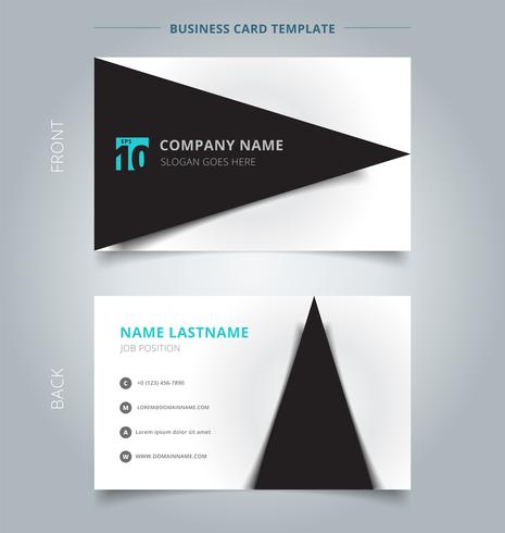 Creative business card and name card template, Black triangle graphic with shadow on white color background. vector