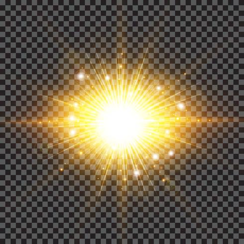 Lighting effect sparkling sun rays  vector