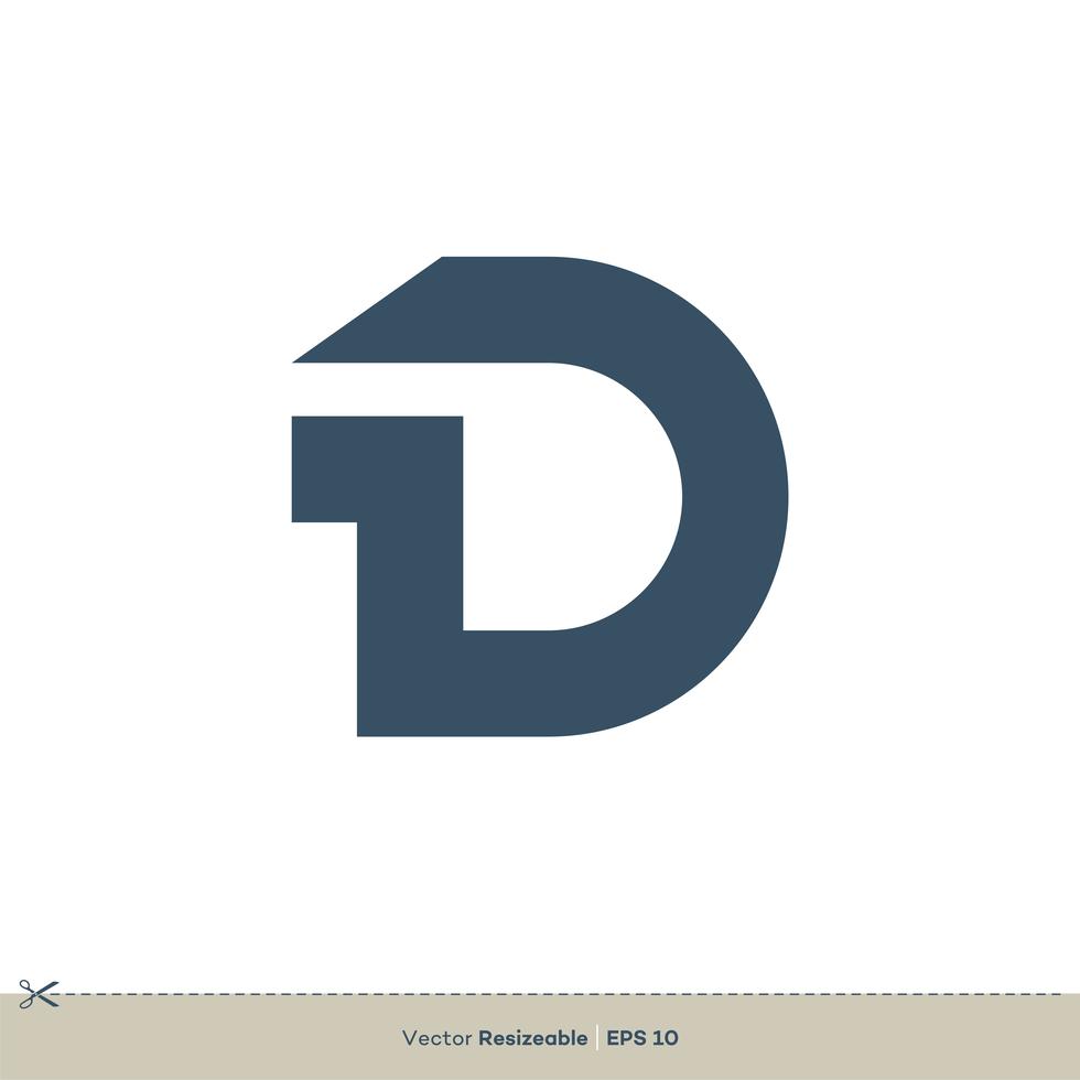 D Letter Icon Vector Logo Template Flat Design - Download Free Vector ...