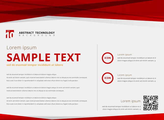 Template layout abstract technology triangles red color overlay header and footer on white background  vector