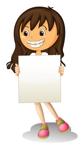 A happy girl holding an empty signage vector