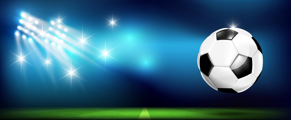 Balón de fútbol con estadio e iluminación 002. vector