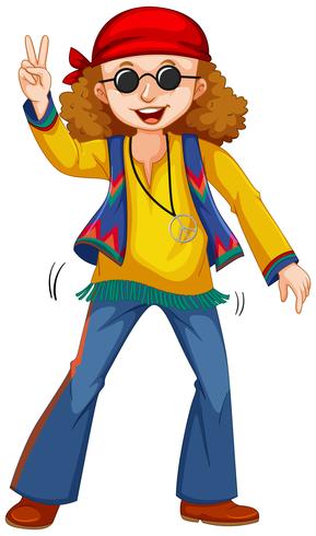 Happy man in hippie clothes vector