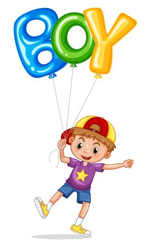 Little boy with balloon for word boy vector