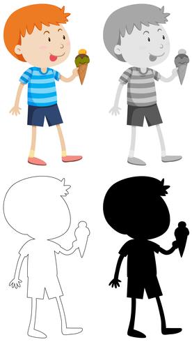 Boy eating ice cream vector