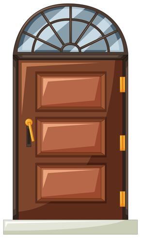 Wooden door with curve window on top vector