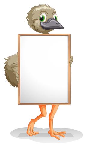 An ostrich holding an empty board vector