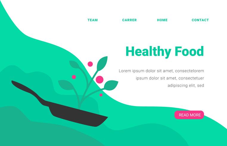 Landing Page Healthy Food With Skillet vector