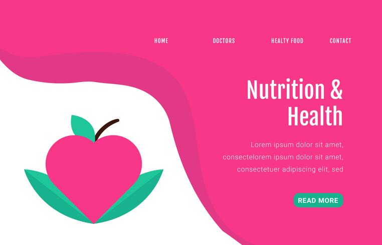 Landing Page About Healthy Food With Apple And Leaves vector
