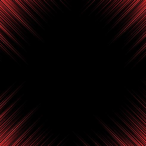 Tecnología abstracta líneas rojas esquina movimiento oblicuo sobre fondo negro con espacio de copia. vector