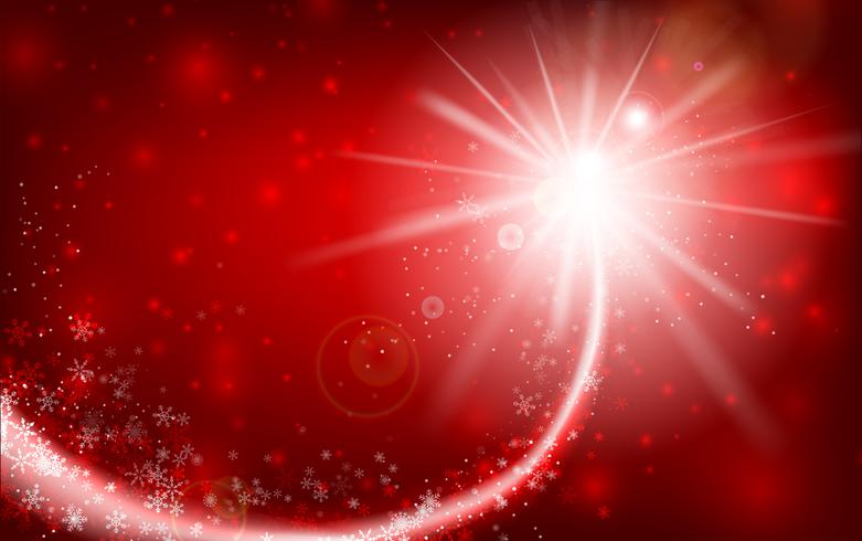 Winter snowflake falling with glittering and lighting over red abstract background for winter and christmas with copy space and vector illustration 003