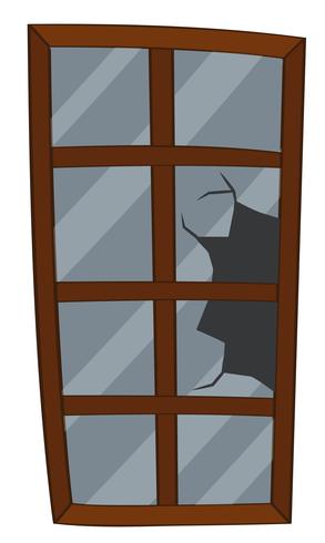 Ventana con vidrios rotos. vector