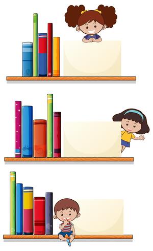 Flat children and blank paper template vector