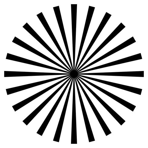 black and white beams element. Sunburst, starburst shape on white. Radial circular geometric shape. vector