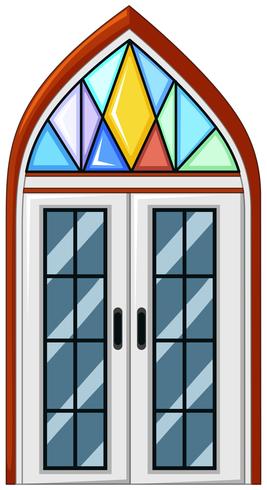 Ventana con vidrio de mosaico. vector