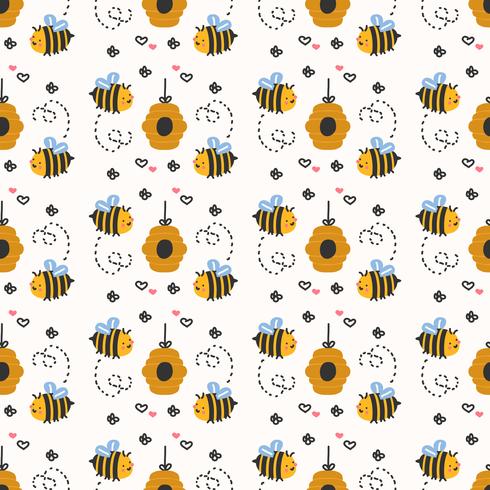 Bee Seamless Pattern vector
